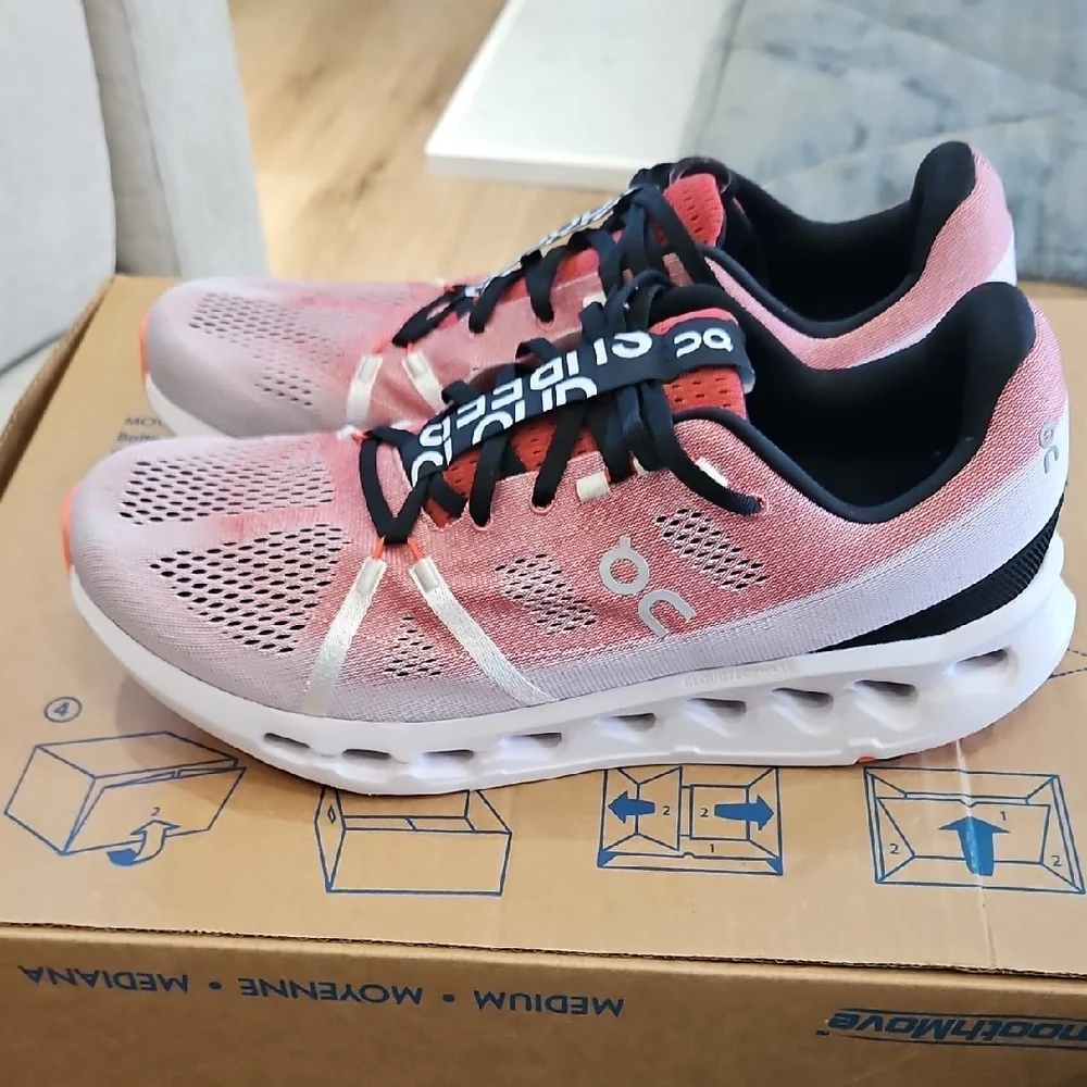 On Running Men's Cloud Sneakers - Red/Orange and Black - Picture 3 of 6